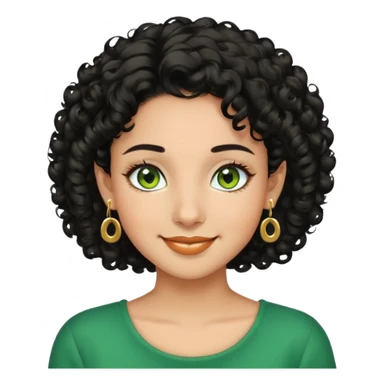 girl showing happiness, medium skin tone, short curly black hair, gold earrings, green eyes Minimal emoji showing happiness, medium skin tone, short curly black hair, gold earrings, green eyes sticker