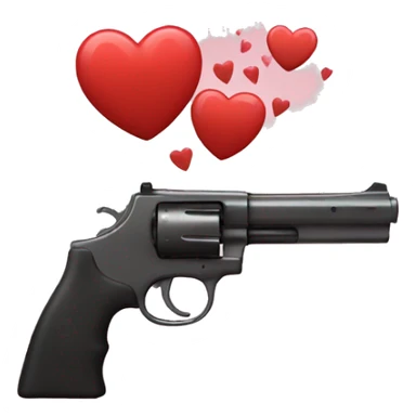 a gun hits with hearts sticker