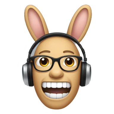nerd with rabbit teeth with headphones on sticker