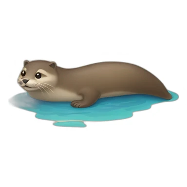Chat sur le dos d'une loutre sticker