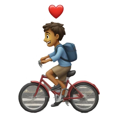 Heart crossing the street and a boy on a bicycle runs into the heart with the front tire sticker