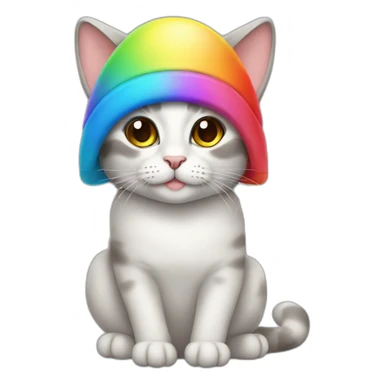 Cat-wearing-a-rainbow-cap sticker