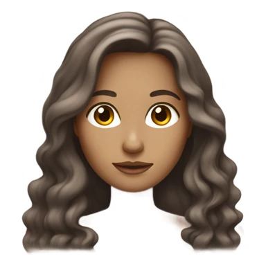 woman brown long wavy hair brown eyes and white skin with macbook sticker