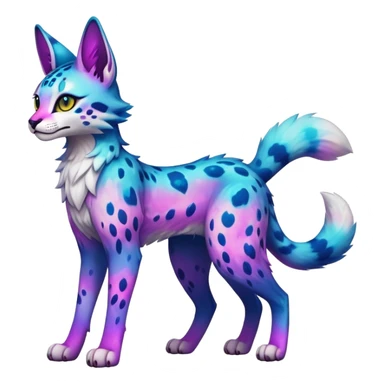 Cute Kawaii Epic Colorful Nebula Sergal-Serval-Vernid full body sticker