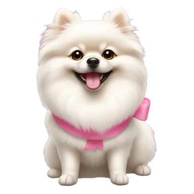white pomeranian using pink bow smiling  sticker