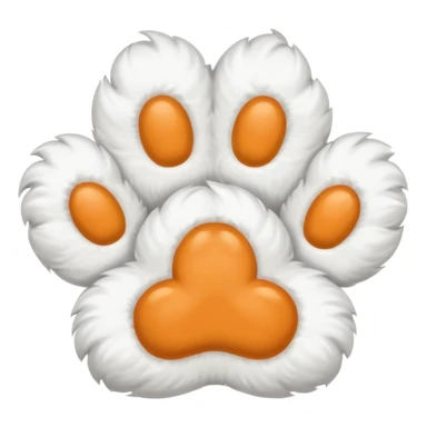 white fluffy paw, view from the top, cute, paw only sticker