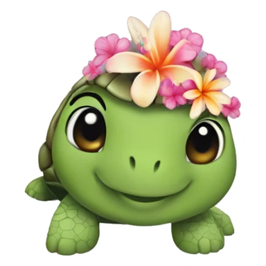 Turtle with aloha flower on the side of its head sticker