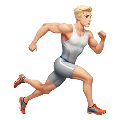 white athlete sprinting sticker