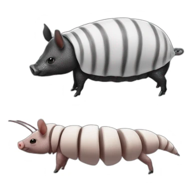 Black and white pig armadillo cow centipede insect sticker