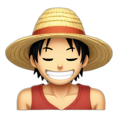 Luffy with his straw hat smiling with closed eyes sticker
