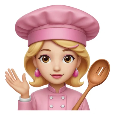 Pink chef hat princess peach with a hand sticker