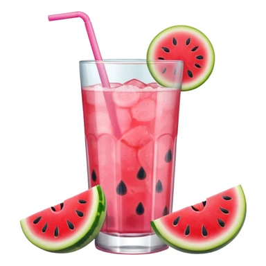 pink lemonade in glass with slice of watermelon on rim sticker