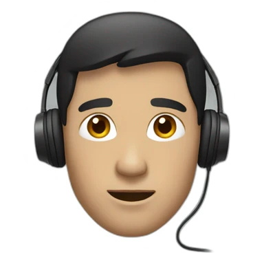 man with dark short hair and headphones sticker