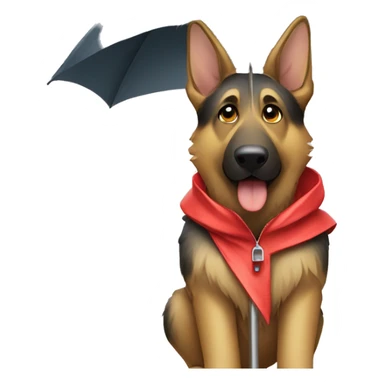 German shepherd with umbrella and raincoat sticker