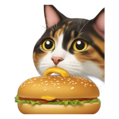 A cat eats a dog burger sticker