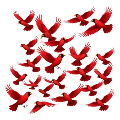 flock of red birds sticker
