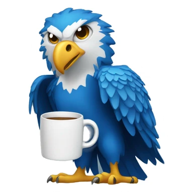 create a blue eagle holding a mug. sticker
