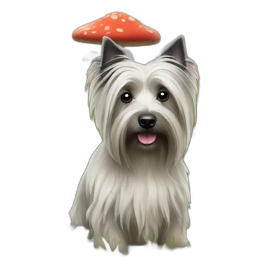 Skye terrier in a mushroom field sticker