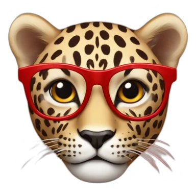 Red leopard with glasses sticker