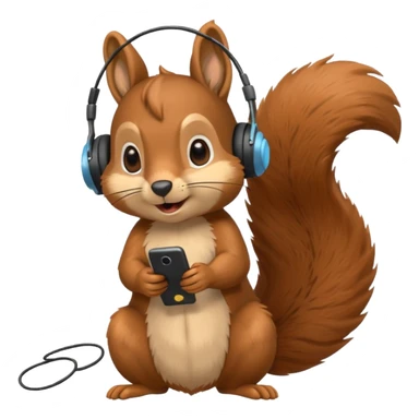 squirrel with a headset, talking, Apple emoji style sticker