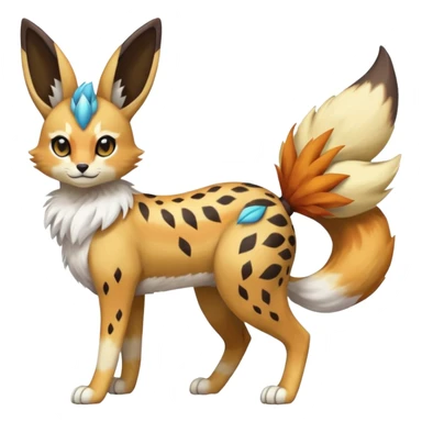 Colorful Meloetta-Bunny-Eevee-Vernid-Sergal-Serval-Pokémon-Fakémon-fusion-hybrid-creature sticker