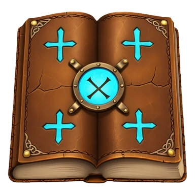 Spell Book – Old leather book with glowing runes and bookmarks sticker