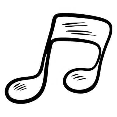 music icon, hand-drawn black outlined style sticker