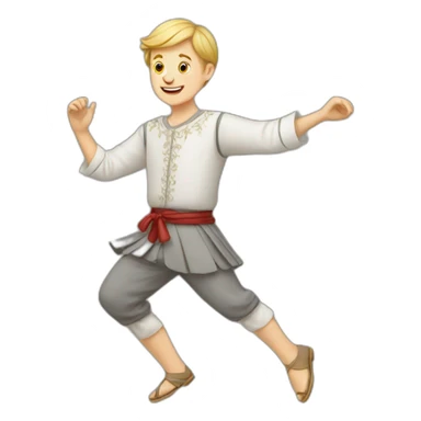 white boy in grey folk costume dancing sticker