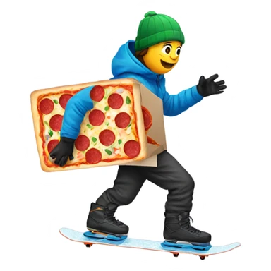 snowboarder carrying a pizza box sticker