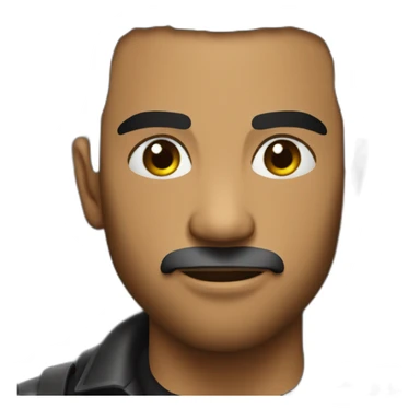 latin strong man, penetrating gaze, black shirt playing bass sticker