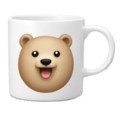 White mug with bear print sticker