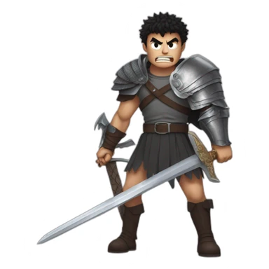 angry berserk guts carrying a huge sword on his shoulder sticker
