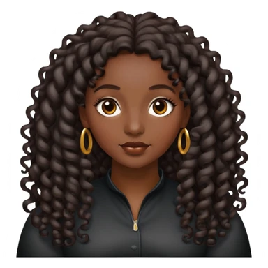 Black woman with long black ringlet curls sticker