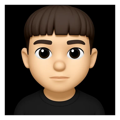Change the boy's outfit to a black sweater, keeping the 3D emoji style unchanged. The style is microsoft style 3d fluent emojis with concise details. sticker