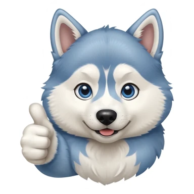 A husky dog with blue eyes doing a thumbs up sticker