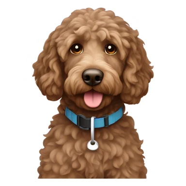 Brown labradoodle with floppy ears skiing sticker