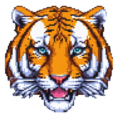 retro pixel art tiger face for Twitch emote sticker