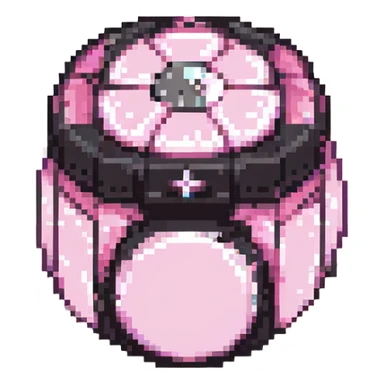 BLACKPINK-inspired gothic object, retro and cute, black and pink palette, pixel art style sticker