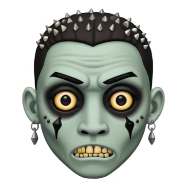 Zumbi man, white, black eye, studded earrings on both ears sticker