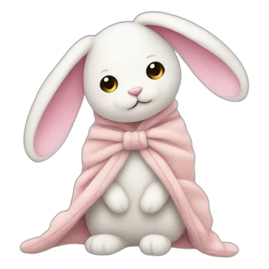 stuffed animal bunny that only has one eye and has a blanket as a tail sticker