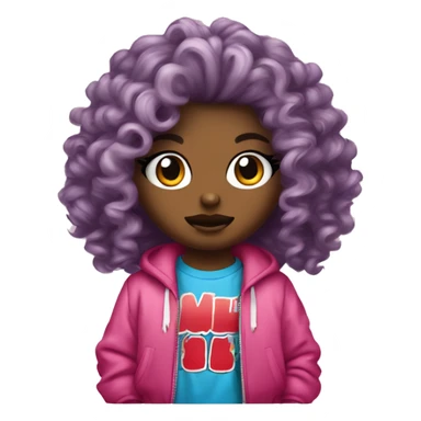 Hello kitty métisse avec des cheveux curly et habillée en streetwear  sticker