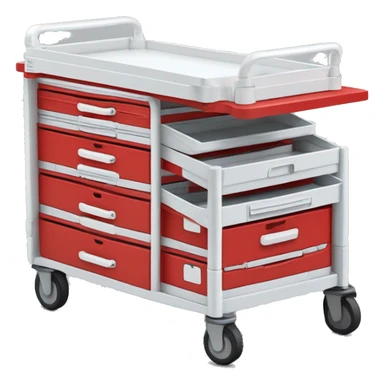Singular Red medical crash cart is a mobile, multi-drawer unit designed to store and organize emergency medical supplies and equipment sticker