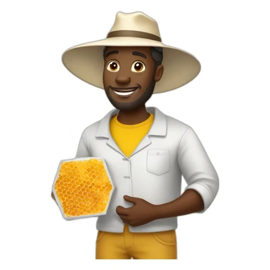 tall Black man as a beekeeper holding honey comb full body sticker