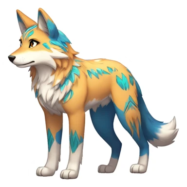 Anthro Colorful Shiny Fionbri-Falvie-sparkle-wolf-sona with tribal markings full body sticker