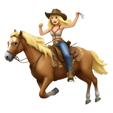 hot blond cowgirl riding a horse while throwing the lasso sticker