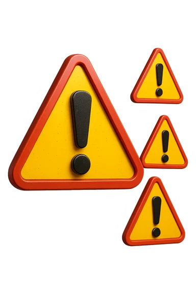 SEGNALI DI PERICOLO CON PUNTO ESCLAMATIVO 3D FLUTTUANO IN ARIA, IPERREALISTICI 4K sticker