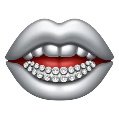 Silver lips with silver rhinestones sticker