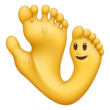 yellow emoji smelling and holding foot sticker