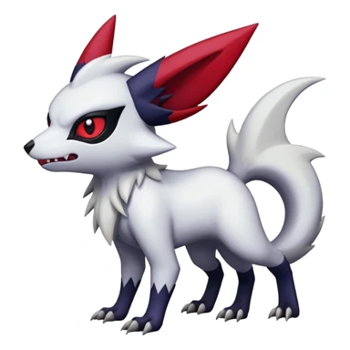 Vampiric feral emo dark Zangoose-Absol-Noibat-Fakémon-hybrid-creature (full body) sticker