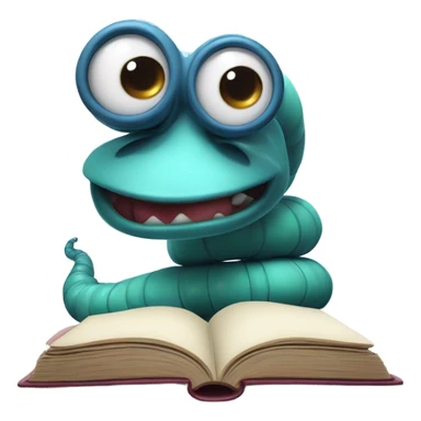 Worm reading a book sticker